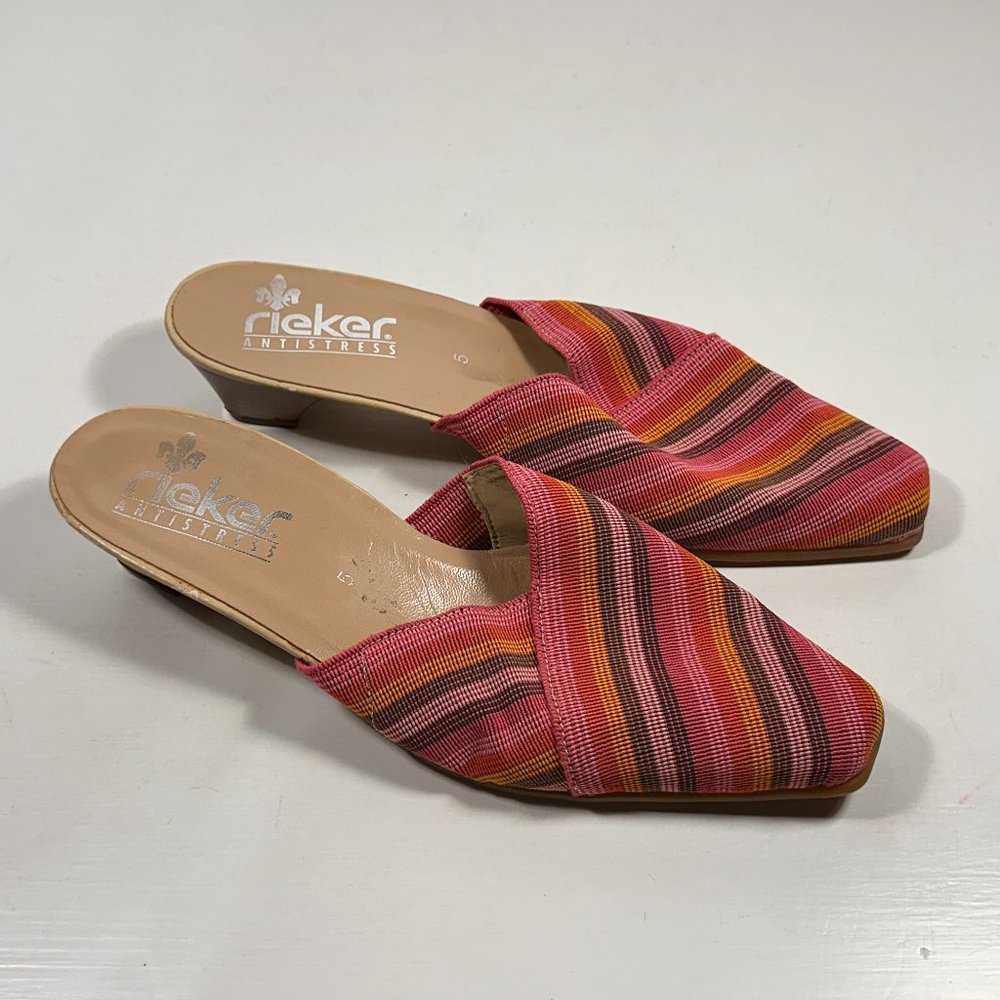 Rieker Antistress Multi-Color Slip on Mule Heel Sandals Women Size 5 uk (38 eu)